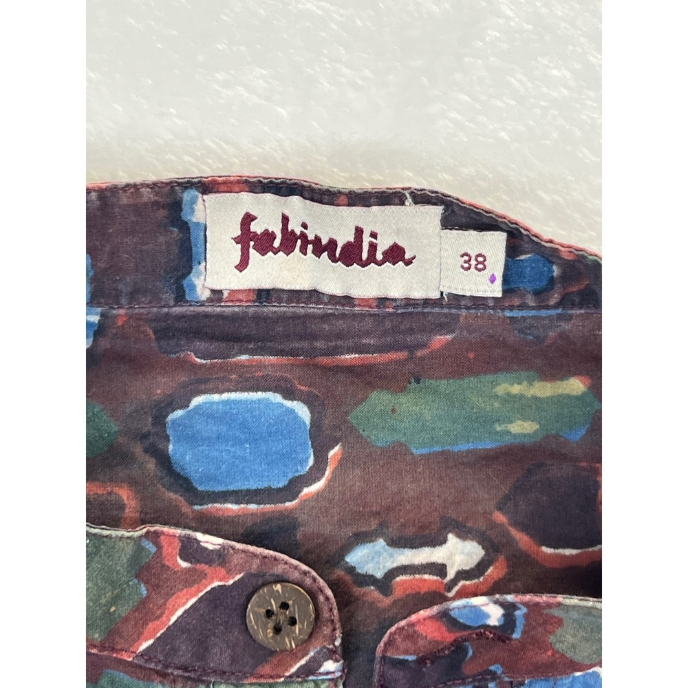 Fabindia Men's Abstract Print Short Sleeve Button Down Casual Shirt Sz‎ 38 Small - Picture 2 of 9